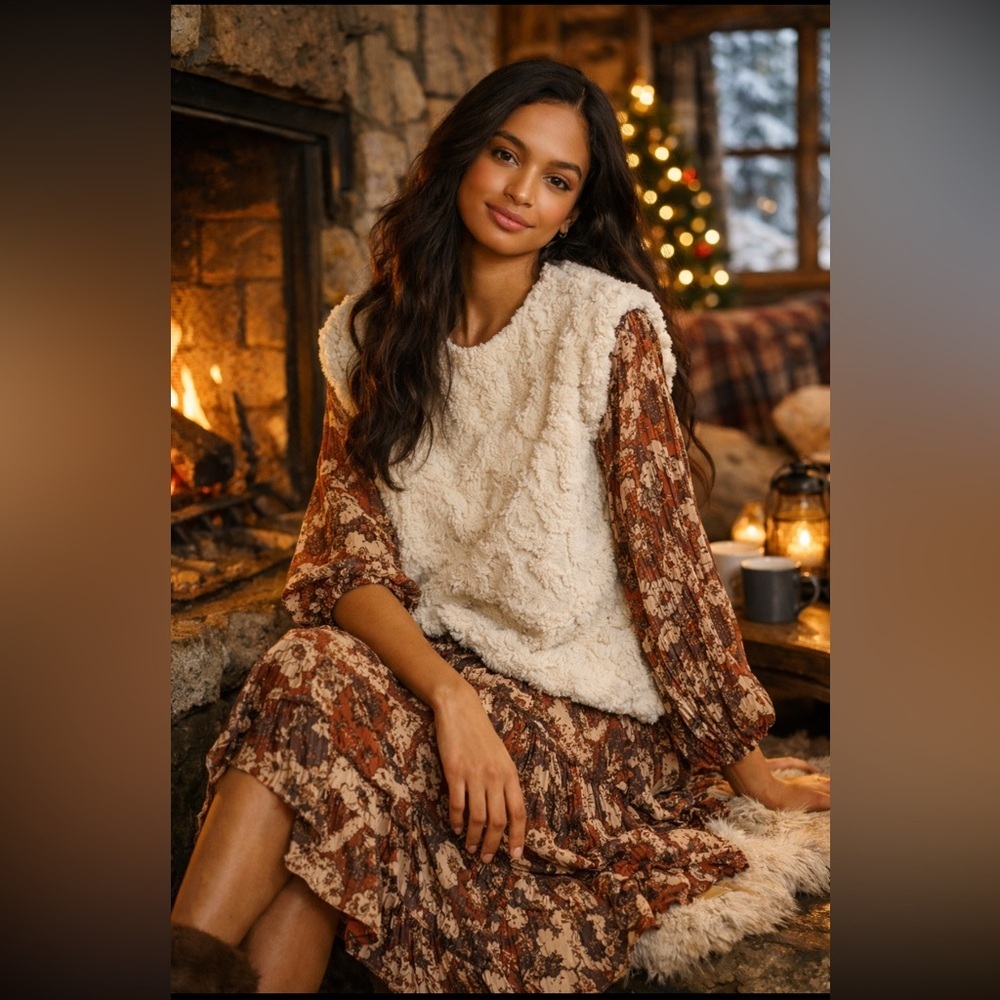 Anthropologie NWT Maeve Faux Fur Tee Size XS.